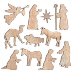 Baker Ross Christmas Story Mini Wooden Shapes (Pack of 45) - Christmas Art and Crafts