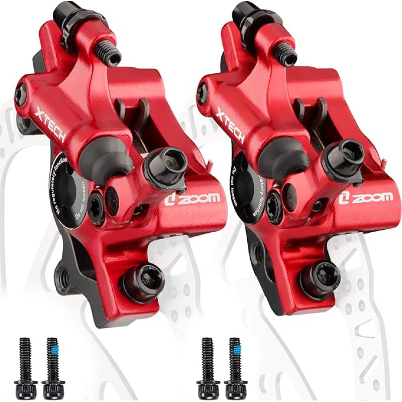 Hydraulic Disc Brake Calipers HB-100 Hydraulic Disc Brake Caliper Set Front and Rear Mountain Bike Electric Bike Folding Bike Red