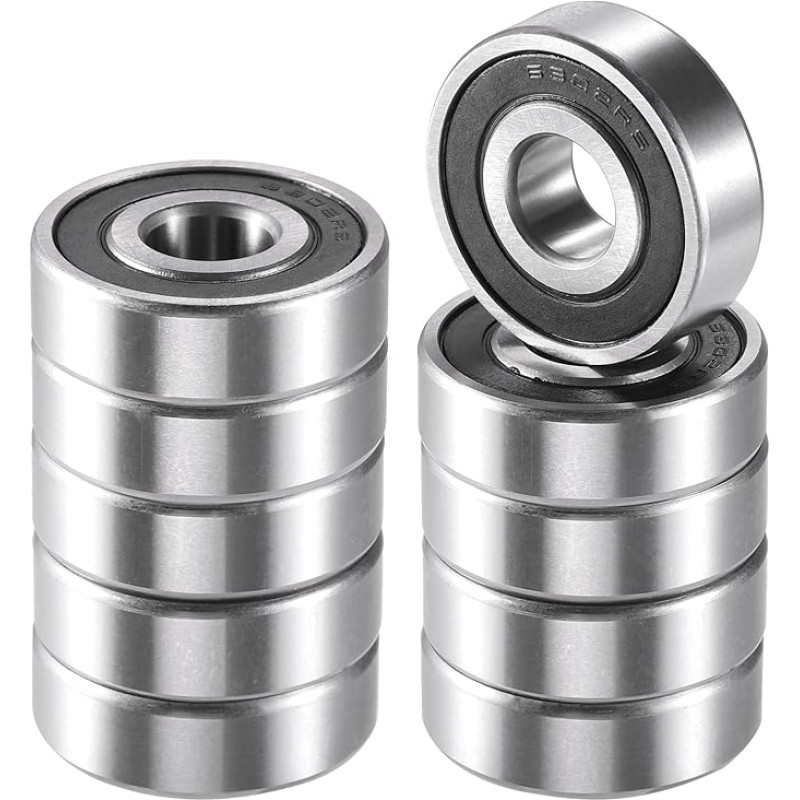 A ABSOPRO Pakuotė 10 keičiamų 6302-2RS 15 x 42 x 13 mm sidabrinio atspalvio giliojo griovelio rutulinių guolių 6302-2RS 15 x 42 x 13 mm