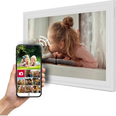Thomson Digital Photo Frame 15 Inch IPS Screen FHD Touch Screen Direct Sharing via App Smart Functions Electronic Photo Frame with 32GB Memory Automatic Rotation White