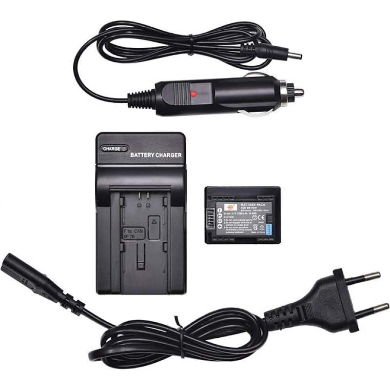 DSTE atsarginė baterija ir DC131E kelioninis įkroviklis, suderinami su Canon BP-727 BP-727F LEGRIA HF M50 M52 M56 M56 M60 M500 M506 R306 R406 R506 R600 R606 R706 R800 R800 R800 806 SLR fotoaparatu kaip Canon BP-718