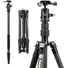 Fotopro Carbon Fiber Travel Tripod Lightweight Compact with Ball Head Quick Release Plate Compact Detachable Monopod with Carry Bag Holds up to 8kg