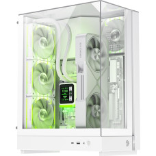 GAMEMAX T20 WH M-ATX Gaming Case 270° Panoramic Tempered Glass with 90° Motherboard Vertical GPU 2 x 120 mm ARGB Fan 360 mm Radiator SFX/SFX-L BTF-Ready White PC Case for White Build White
