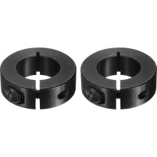 sourcing map Viengubo padalijimo veleno apykaklė 25 mm skylė Vienguba įtempimo apykaklė 45 mm OD 15 mm storio juodo oksido užrakto apykaklės spaustukas su reguliavimo varžtais (1045 plienas), 2 vnt.