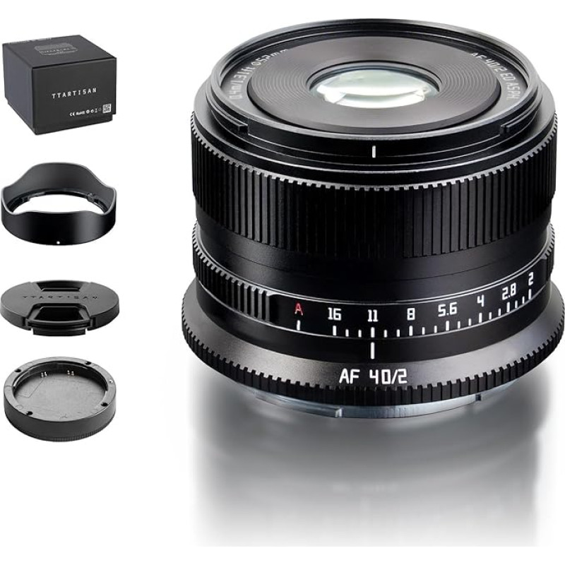 TTARTISAN 40mm f2 objektyvas Z laikikliui, AF 40mm f/2 pilno kadro pagrindinis objektyvas, suderinamas su Nikon Z laikikliu (Z, juodas)