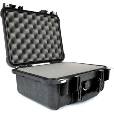 PELI 1400 dėklas fotoaparatui, objektyvams, dronams, jautriai elektroninei įrangai, atsparus vandeniui ir dulkėms, IP67, 9 l talpos, su putplasčio įdėklu (reguliuojamas), juodas
