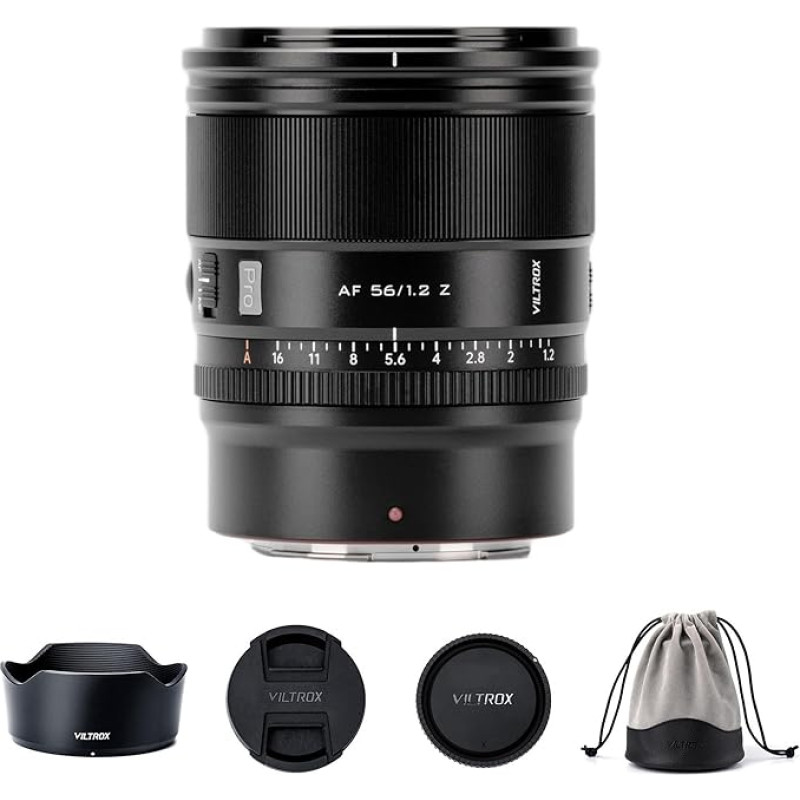 VILTROX 56 mm f/1.2 Z-Mount objektyvas Nikon, 56 mm f/1.2 automatinio fokusavimo didelės diafragmos APS-C objektyvas, suderinamas su Nikon Z-Mount fotoaparatais Z9 Z8 Z7 Z6 Z5 Z50 Z30 ZFC