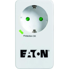 Eaton Multiple Socket / Lightning Protection Box 1 Tel@ DIN (1 Schuko Socket, Phone Protection) - PB1TF - White & Black