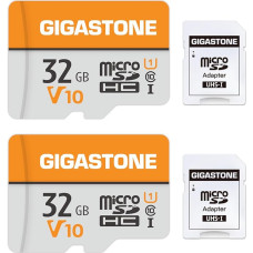 GIGASTONE Speicherkarte 32GB 2Karten, GoPro Kamera, Drohne, hohe Geschwindigkeit 4K UHD Video, A1 U3 C10 MicroSDXC+SD-Adapter.