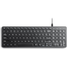 Perixx PERIBOARD-215B US, Wired Type-C Keyboard - Ultra Slim with Scissor Keys - Build-in 2 x 2 USB-A & C Hubs - 2 x Removable USB-A & C Cable - Black - US English