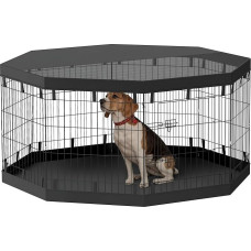 PawHut Puppy Run with Doors, Windows, Playpen with Breathable Mesh for Small and Medium Dogs Under 20 kg, Indoor & Outdoor, 159 x 159 x 76 cm, Black
