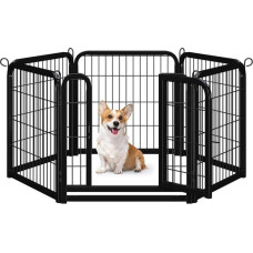 Yaheetech Puppy Playpen 60 cm High, 6-Piece Foldable Puppy Run, Automatic Locking, DIY Dog Park for Indoor and Outdoor Use, Tool-Free Assembly
