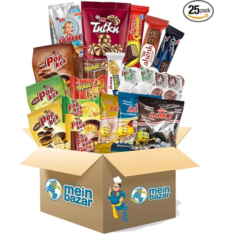 Meinbazar Turkish Sweets Gift Idea Box - Candy Set XXL - 25 Pieces - Mix Party Box - Halal Products - Candy Box