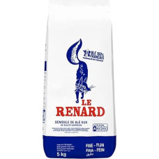 LE RENARD Fine Durum Wheat Semolina - 5kg Bag | Ideal for Couscous, Fresh Pasta, Bread and Traditional Recipes
