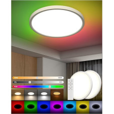 DetarZinLED 2 skersmens 30 cm ir 2,5 cm skersmens plokščias LED lubų šviestuvas apvalus [Pack of 2] - Lubų šviestuvas 24 W 2640 LM IP44 Vandeniui atsparus vonios kambario šviestuvas virtuvės šviestuvas neutralios baltos spalvos virtuvei vonios kambariui m
