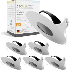 SSC-LUXon YOKU įleidžiami prožektoriai IP65, pasukami, skirti GU10 ir LED moduliams - lubų prožektoriai, skirti naudoti vonioje ir lauke 230 V, apvalūs, balti, 6 vnt.