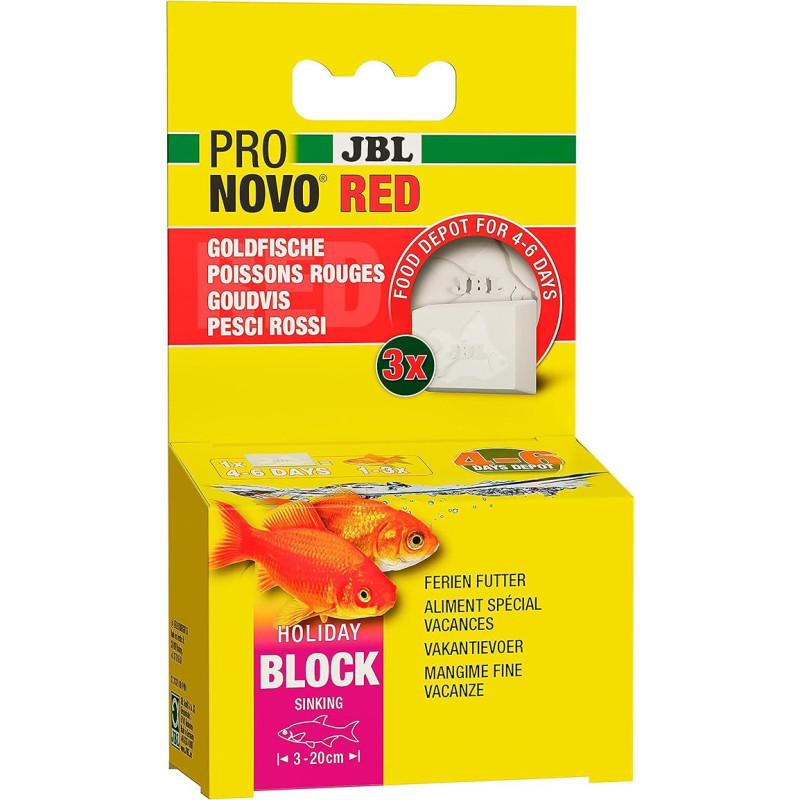 „JBL Pronovo Red Holiday“ maistas auksinėms žuvytėms ir „Veil Tail“ veislės žuvims, 3 maitinimo blokai