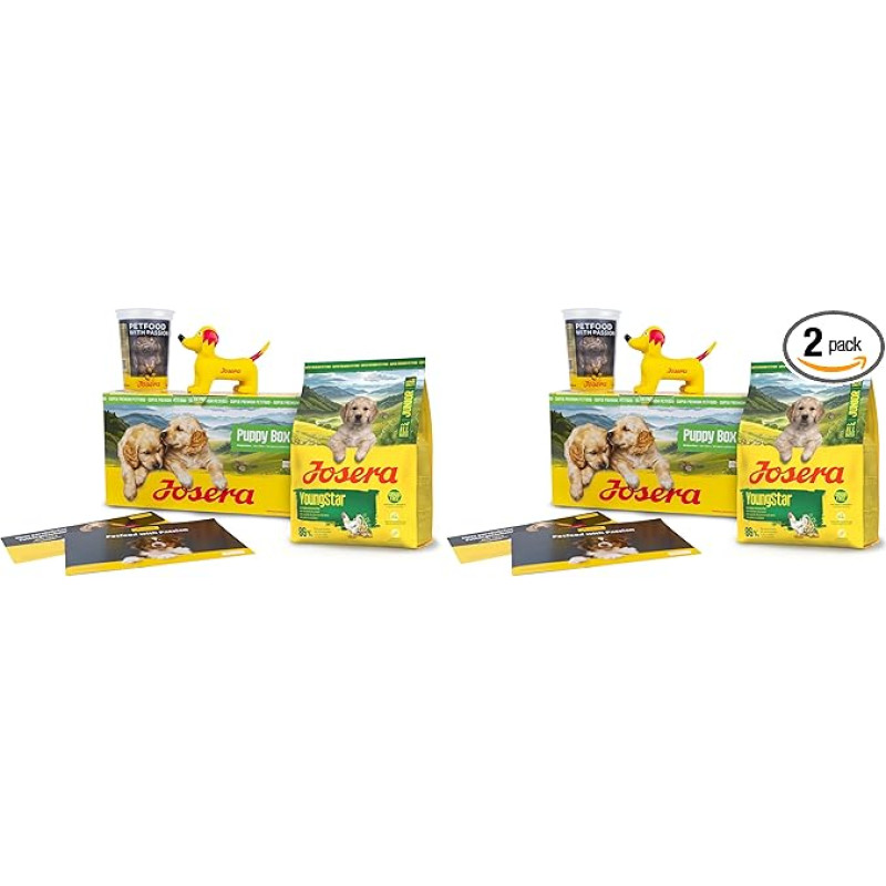 JOSERA „Puppy Box Junior Youngstar“ vištiena ir bulvės (6 vnt.) | Aukščiausios kokybės sausas maistas | Be grūdų | Pradedančiųjų rinkinys | Skirtas visų dydžių šuniukams | Nuo 6 gyvenimo savaičių | 2 vnt. pakuotė