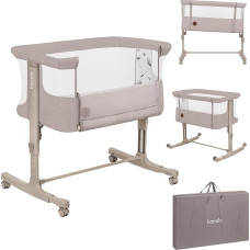 „Lionelo Aurora“ 3-in-1 kūdikių lovelė iki 9 kg, šoninė lovelė, lopšys | Aukščio ir čiužinio pasvirimo reguliavimas, 4 ratukai su stabdžiais, ergonomiškas čiužinio maišas