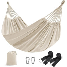SONGMICS Hammock for 2 People 210 x 150 cm Maximum Load 300 kg for Patio, Balcony, Garden, Outdoor, with Carry Bag, Fastening Straps and Carabiner Included | For garden, patio, balcony, outdoor, camping, with carry bag, fastening straps and carabiners GDC