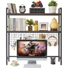 IBUYKE TMZ003H Bookcase Desk Countertop Shelf Organiser for Dorm Home 2 Tier Office Computer Desk Accessories Organiser Storage Shelf Multifunctional Shelf