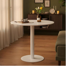 „buybyroom“ apvalus valgomojo stalas, mažas bistro stalas, apvalus valgomojo stalas, tinkamas kaip virtuvės stalas, valgomojo stalas, baro stalas, apvalus, 80 cm, baltas