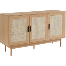 BAÏTA - Amana Oak Effect and Rattan Weave Sideboard 133cm Light Wood