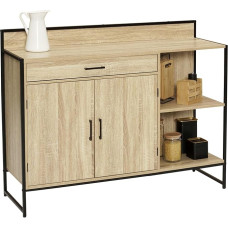 IDMarket – Žemas virtuvės spintelės staliukas, 120 cm, „Detroit“ stalviršis, aukštis 83 cm, 2 durelės + stalčius, pramoninis dizainas