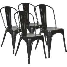 4 vnt. sukraunamų valgomojo kėdžių rinkinys, metalinis, pramoninio stiliaus, „vintage“, tinkamas naudoti patalpose ir lauke, sodo kėdė, 85x45x45 cm