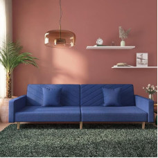 „Gecheer“ dvivietė sofa-lova, svečių lova, šezlongas, sofa, minkšta sofa, poilsio sofa su 2 pagalvėlėmis, mėlynos spalvos audinys