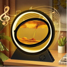 BuzzoXerex Sand Pictures for Rotating, Flowing Sand Painting with LED Light, Bluetooth Enabled 10 Inch Moving Sand Art 3D Dynamic Sand Picture for Office, Living Room, Desk (Black/Orange)
