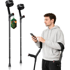 BeneCane Crutches for Adults, Foldable Aluminium Forearm Crutches with Adjustable Elbow Support, 9-Way Height Adjustable, up to 120 kg for Women, Men & Seniors, Pack of 2