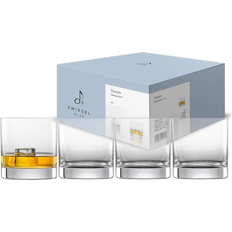 Zwiesel Glas Tavoro Whisky Glass 0.4 L (Set of 4), Modern Tumbler for Whisky, Dishwasher Safe Tritan Crystal Glasses, Made in Germany (Item No. 122420)