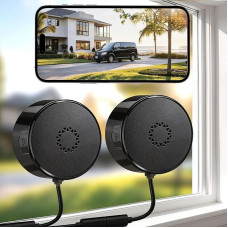 Pack of 2 3MP 2K Window Camera, 5G/2.4 WiFi Surveillance Camera, Indoor/Outdoor | Colour night vision, motion detection through glass, cloud/SD & 24-hour recording - suitable for car, entrance area and pets
