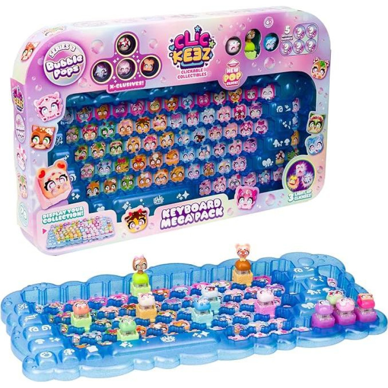 „Goliath“ – „CLICKEEZ“ – „Keyboard Mega Pack“ 3-oji serija „Bubble Pops“ | Antistresinė klaviatūra su 12 spragtelėjimų klavišais, su ASMR efektu + raktų žiedas – žaislas nerimastingiems vaikams nuo 6 metų