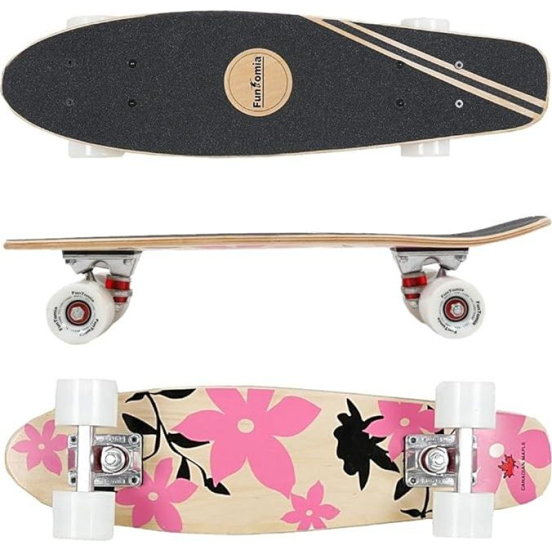 „FunTomia“ „Mini Board Cruiser“ riedlentė, 57 cm, pagaminta iš 7 sluoksnių kanadinio klevo medžio, su ABEC-9 guoliais