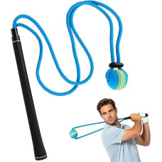 Houkiper Golf Swing Trainer, Golf Swing Trainer with 3 Training Modes | 3 training modes, non-slip handle, durable elastic rope, EVA softball, easy to carry, blue