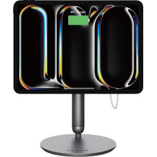LULULOOK [Upgrade Magnetic Wireless Charging Stand for iPad Pro 11 Inch M5 (2025)/M4, Foldable iPad Pro Stand with 360° Swivel Base, 18 W Charging Aluminium Tablet Stand with USB C Cable