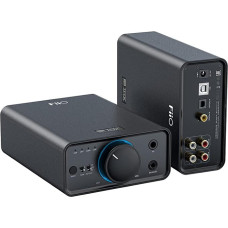 „FiiO K7“ visiškai subalansuotas Hi-Fi DAC ausinių stiprintuvas su dviem AK4493S mikroschemomis, „XMOS XU208“, palaikantis PCM 384 kHz ir DSD256, USB, optinis, koaksialinis ir RCA įėjimai, 6,35 mm ir 4,4 mm išėjimai