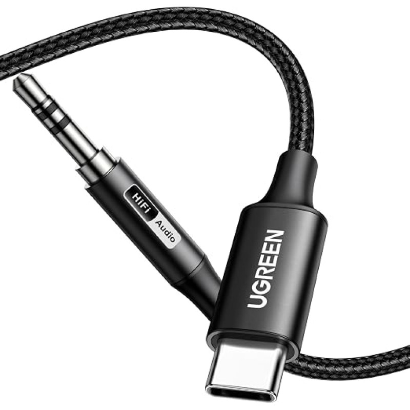 „UGREEN“ „Aux“ į USB-C tipo į 3,5 mm garso adapteris, aukštos raiškos 32 bitų/384 kHz stereo ausinių laidas, suderinamas su „iPhone 16“, „15 Pro Max Plus“, „Galaxy S25“, „S24 Ultra“, „iPad“ ir „Pixel 9“ (3 m)