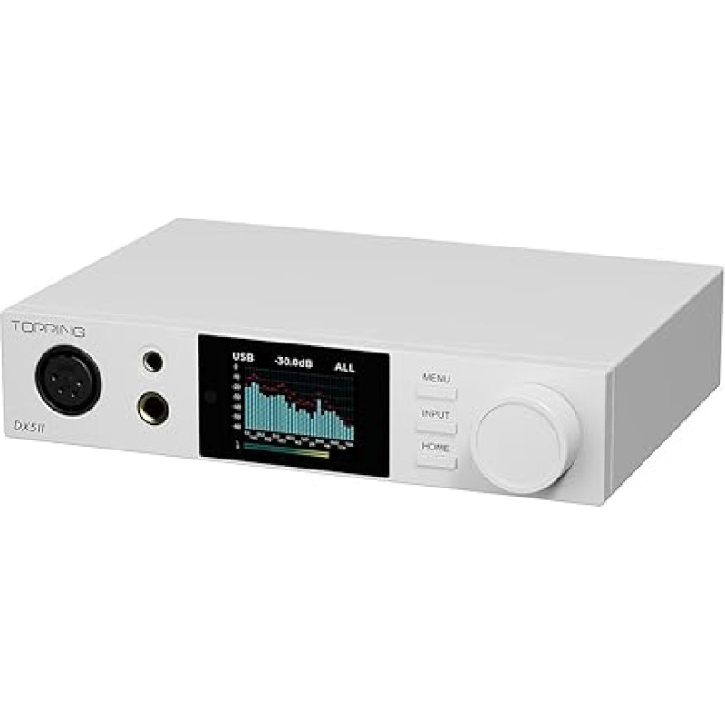 „Topping DX5 II“ – visiškai subalansuotas DAC ir ausinių stiprintuvo komplektas, dvigubas ES9039Q2M DSD512, PCM 768 kHz, LDAC dekoderis-stiprintuvas (baltas)