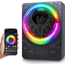 „Hodozzy“ 1200 W plonas aktyvusis automobilių žemų dažnių garsiakalbis su RGB apšvietimu ir valdymu per programėlę, 10 colių žemų dažnių garsiakalbis, montuojamas po sėdyne su integruotu stiprintuvu, 10 colių kompaktiškas žemų dažnių garsiakalbis, skirtas