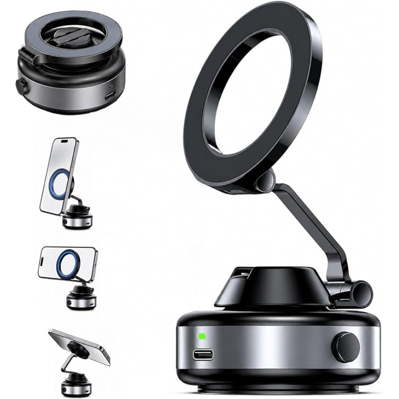 „Deedlite Snapmount“ elektrinis mobiliojo telefono laikiklis – „Snapmount Original“ su „Vacumlock“ technologija, savaime prisisiurbantis automobilinis mobiliojo telefono laikiklis su 360° pasukama „Magnehead“ galvute, suderinamas su „MagSafe“