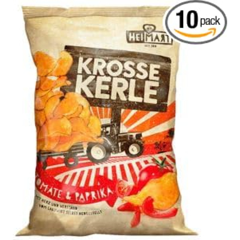 Heimart Krosse Kerle Potato Chips, Tomato and Pepper, Pack of 10 (10 x 115 g)