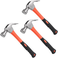 3 Pieces Rip Claw Hammer, 13 Inch Claw Hammer, 19.5 oz with Claw, Ergonomic Frame Hammer with Curved Handle, High Hardness Steel Hammer for Pulling Nails, Woodworking, Professions