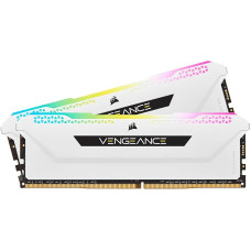 „Corsair VENGEANCE RGB PRO SL“ 32 GB (2 x 16 GB) DDR4, iki 3600 MHz (PC4-28800) CL18 1,35 V stalinio kompiuterio atmintis – balta, CMH32GX4M2D3600C18W, 2 x 16 GB