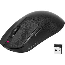 A.JAZZ AJ199 Carbon Fibre Gaming Mouse, Wireless 2.4G/BT/USB-C Tri-Mode, Ultralight 55g, Optical PixArt PAW3311 Sensor with 24,000 DPI and 1,000 Polling, Gamer and Office Mouse with 6 Buttons - Black