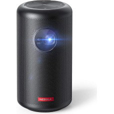 „Anker Nebula Capsule Max Mini“ – mažas projektorius su „Wi-Fi“ ir 200 ANSI liumenų ryškumu, 8 W garsiakalbiu, 100 colių vaizdo formatu, 4 valandų veikimo trukme, idealiai tinkantis naudoti lauke