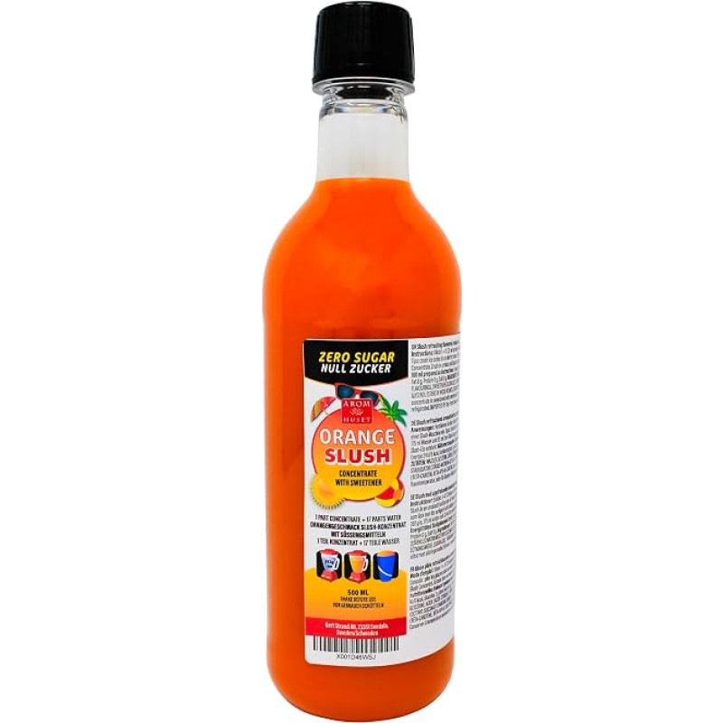 Sugar Free Orange Slush Concentrate 500ml Mix Ratio 1:17 | Slush Ice | Crush Ice | Water Ice | No Artificial Dyes | for Slushie Maker