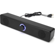 Riven TV Soundbar Speaker, Black Wireless Home Cinema Speaker with Volume Control, Sound System with Deep Bass for Projector, Laptop, PC, TV
